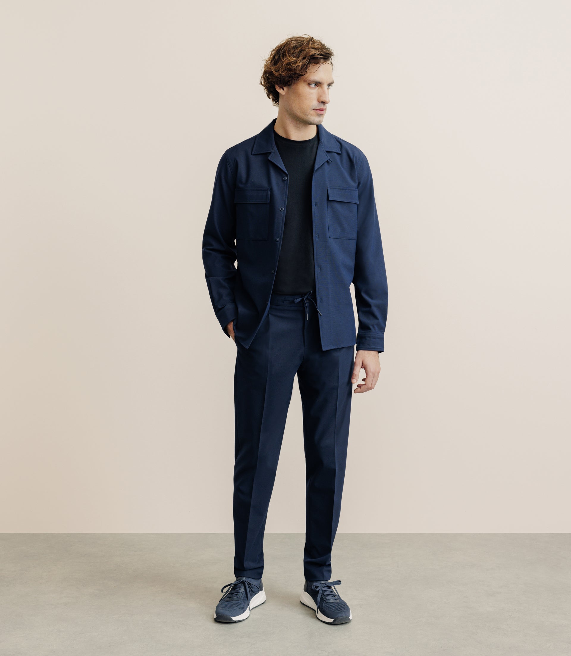 Chemise avec col boutonné bleu marine - IZAC