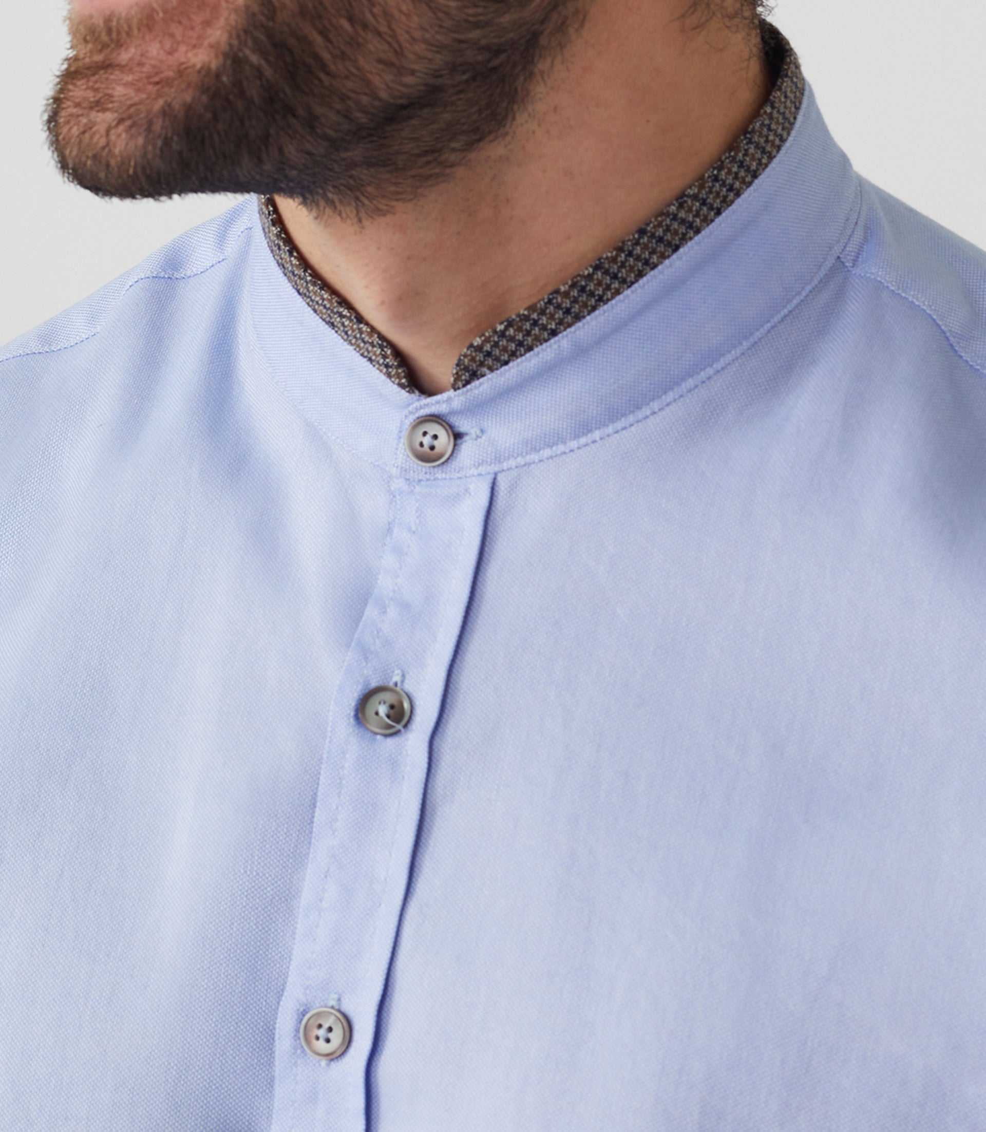 Chemise casual ciel - marron "Adam" - IZAC