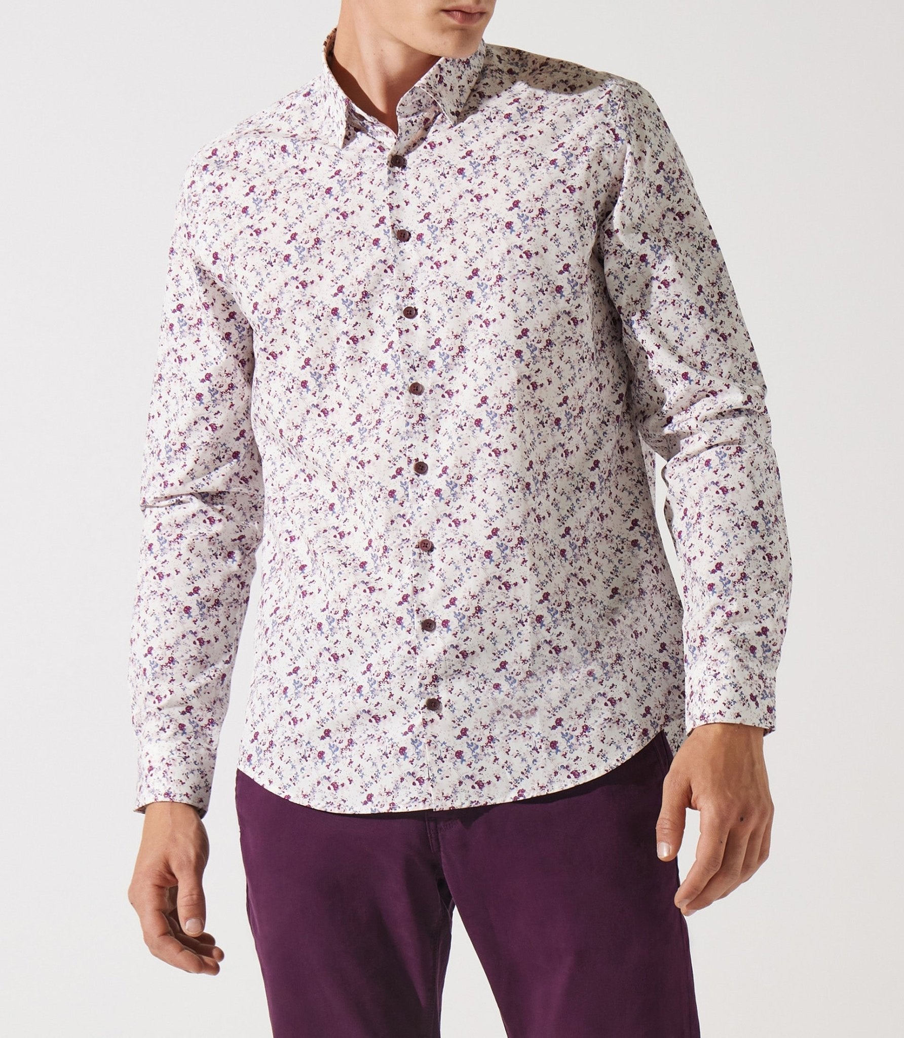Chemise à imprimé floral vieux rose JACKI - IZAC