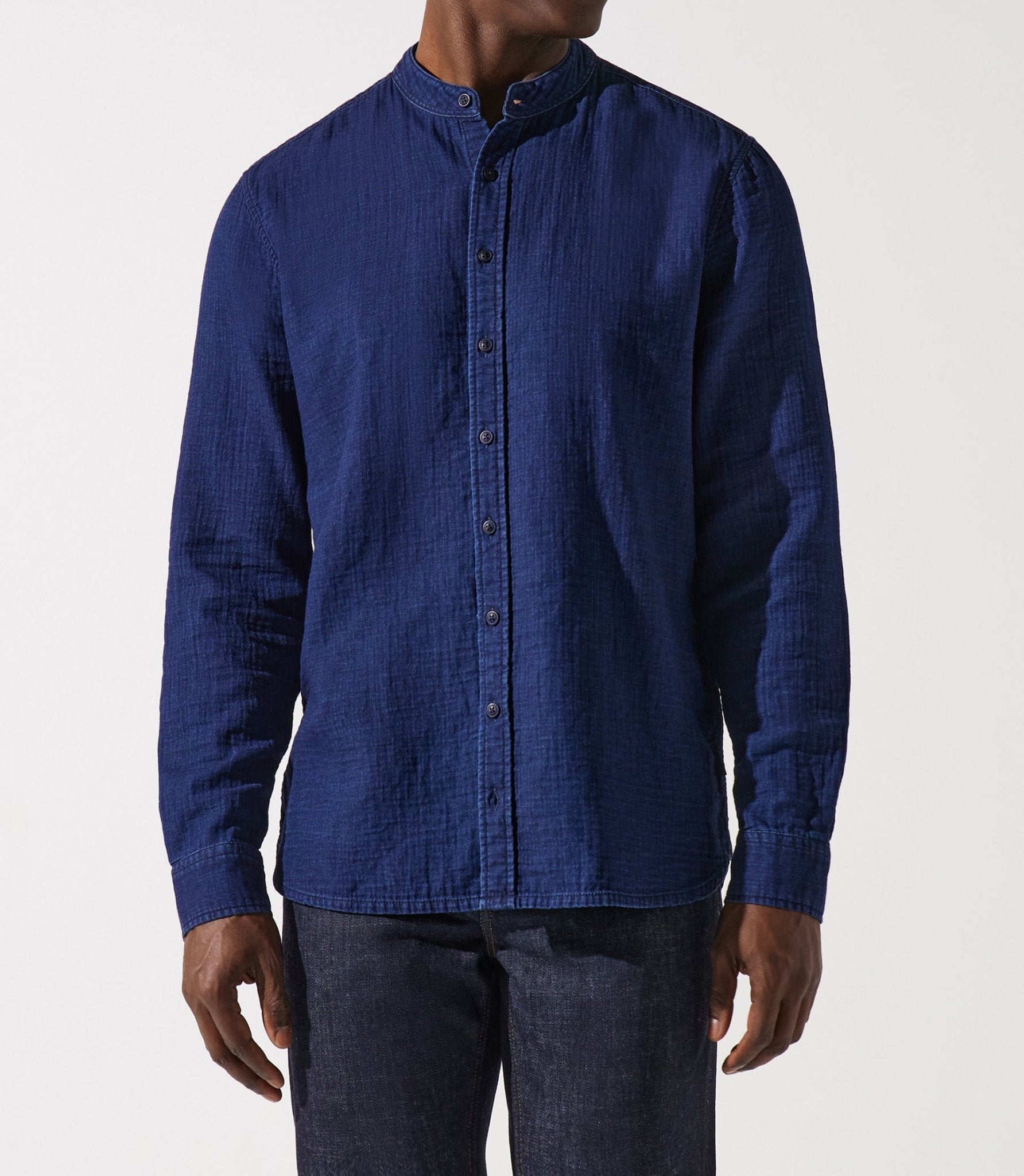 Chemise col mao bleu JEREMI - IZAC
