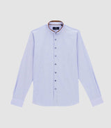 Chemise col mao à coudière bleu et blanc JOHAN - IZAC