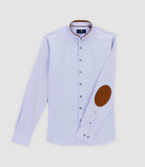 Chemise col mao à coudière bleu et blanc JOHAN - IZAC