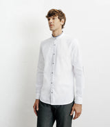 Chemise casual col mao avec coudière contrastée blanche - IZAC