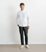 Chemise casual col mao avec coudière contrastée blanche - IZAC