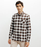 Chemise casual à petits carreaux marron - IZAC