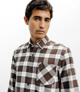 Chemise casual à petits carreaux marron - IZAC