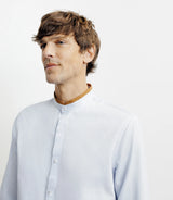 Chemise casual col mao avec coudières ciel - IZAC
