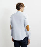 Chemise casual col mao avec coudières ciel - IZAC