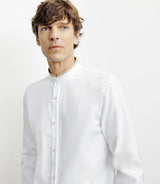 Chemise casual col mao avec coudière en suède blanc - IZAC