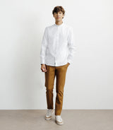 Chemise casual col mao avec coudière en suède blanc - IZAC