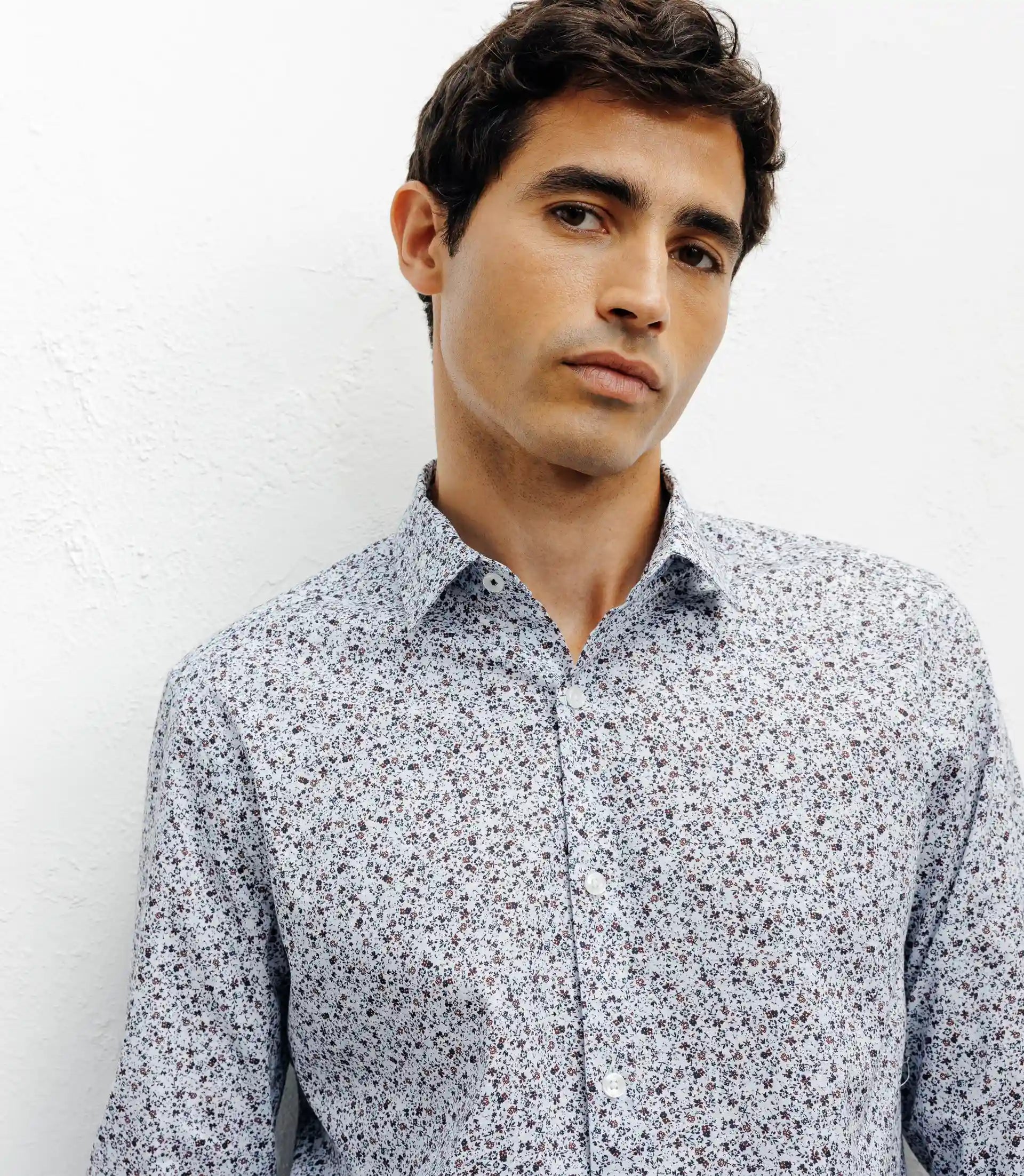 Chemise casual imprimée fleurs ciel - IZAC
