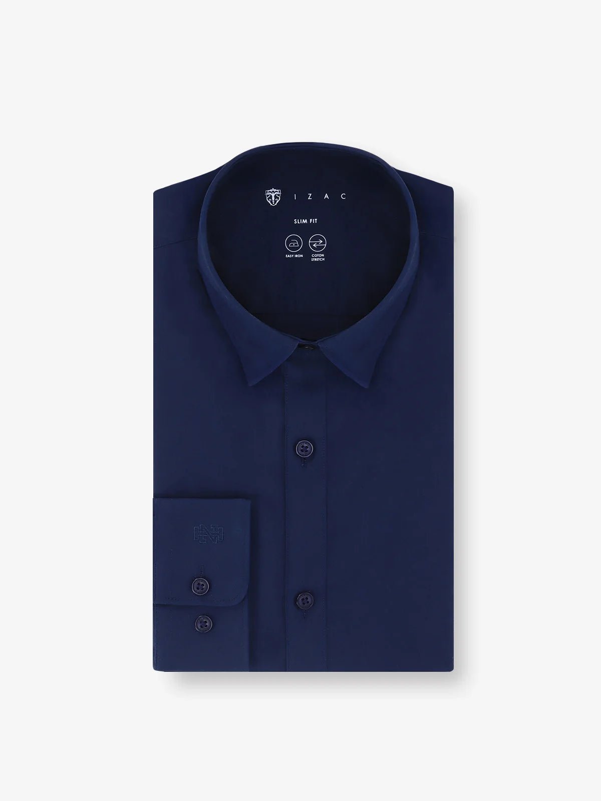 Chemise ville coton élasthanne marine - IZAC