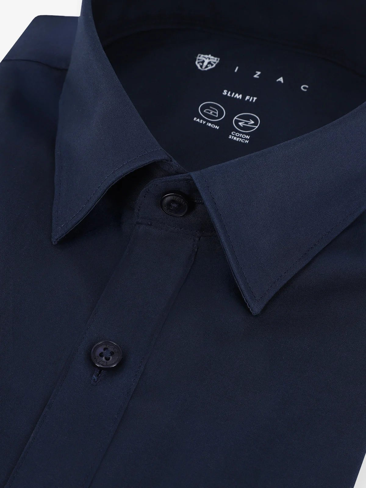 Chemise ville coton élasthanne marine - IZAC