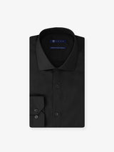 Chemise ville en satin de coton noire - IZAC