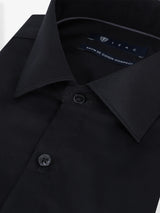 Chemise ville en satin de coton noire - IZAC