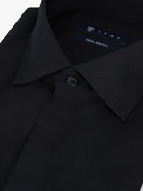 Chemise ajustée col italien noire - IZAC