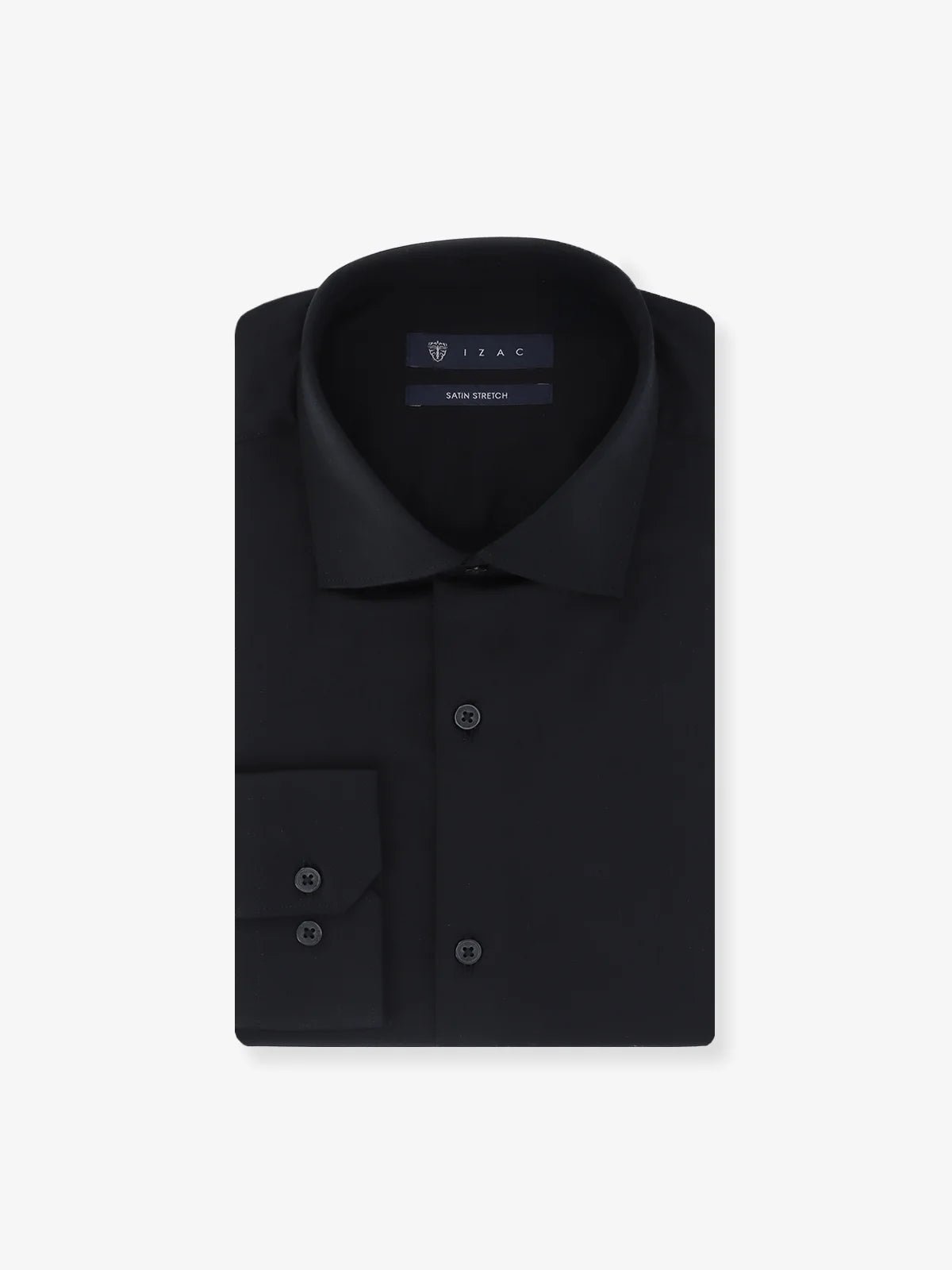 Chemise ajustée en satin de coton noire - IZAC