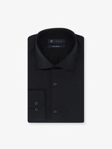 Chemise ajustée en satin de coton noire - IZAC