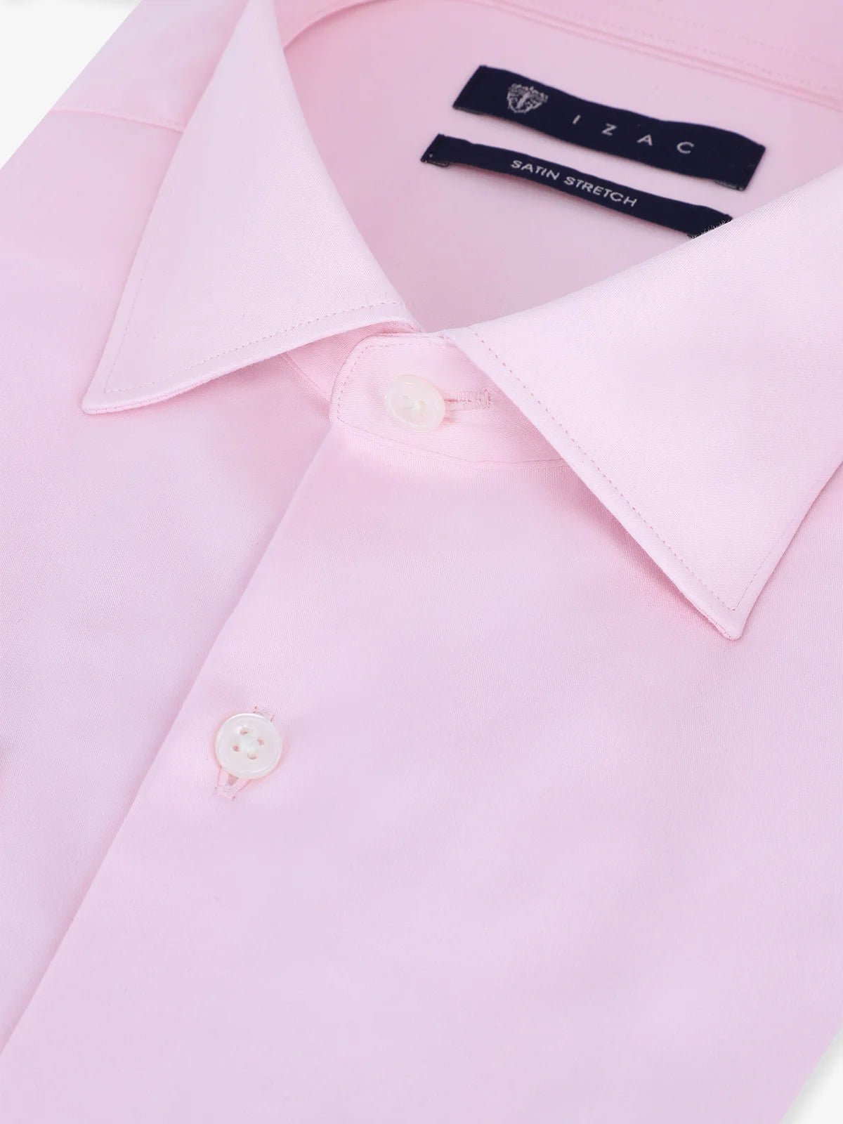Chemise ajustée en satin de coton rose - IZAC