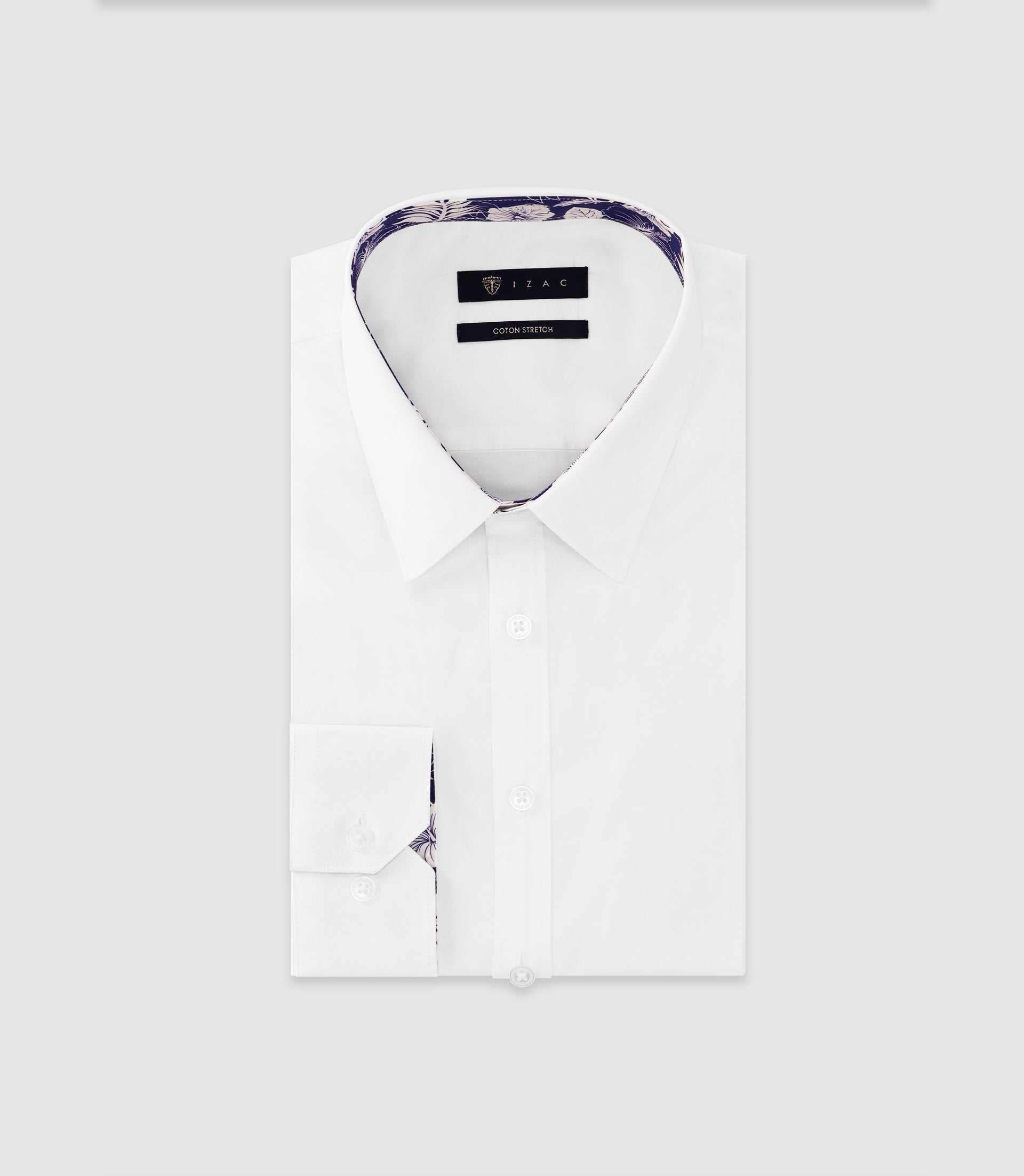 Chemise uni garni BLANC - IZAC