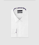 Chemise uni garni BLANC - IZAC