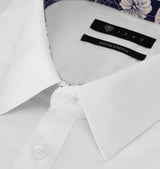 Chemise uni garni BLANC - IZAC