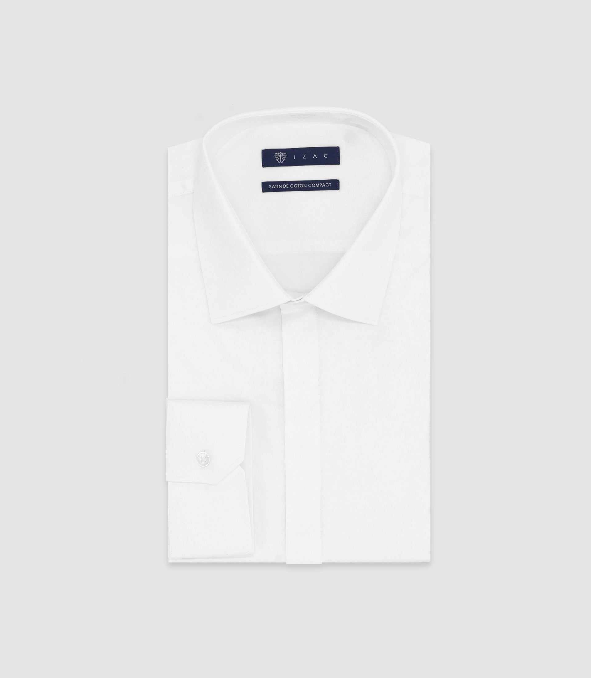 Chemise slim en satin de coton BLANC - IZAC
