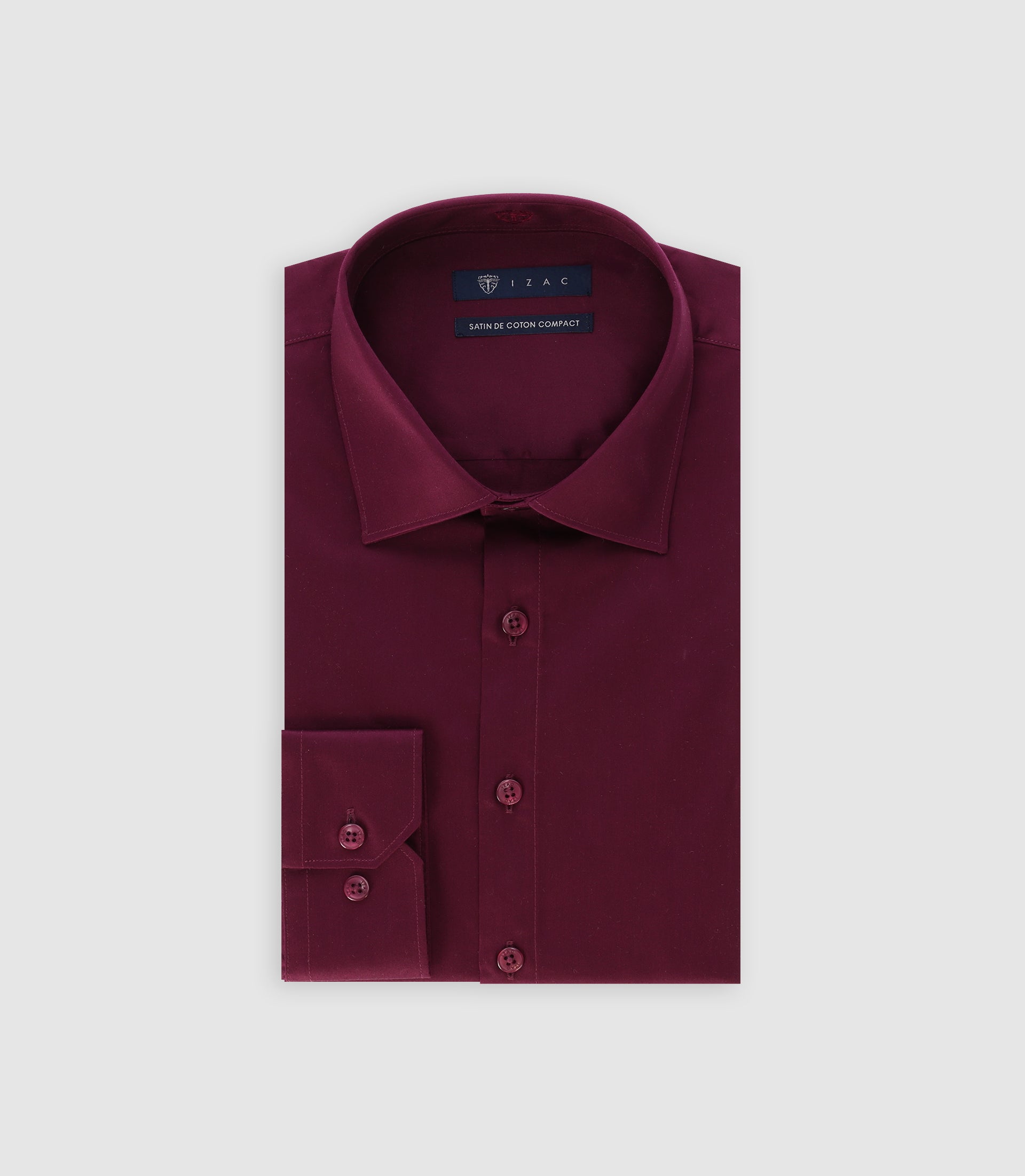 Chemise slim en satin de coton BORDEAUX - IZAC