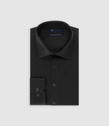 Chemise slim en satin de coton NOIR - IZAC