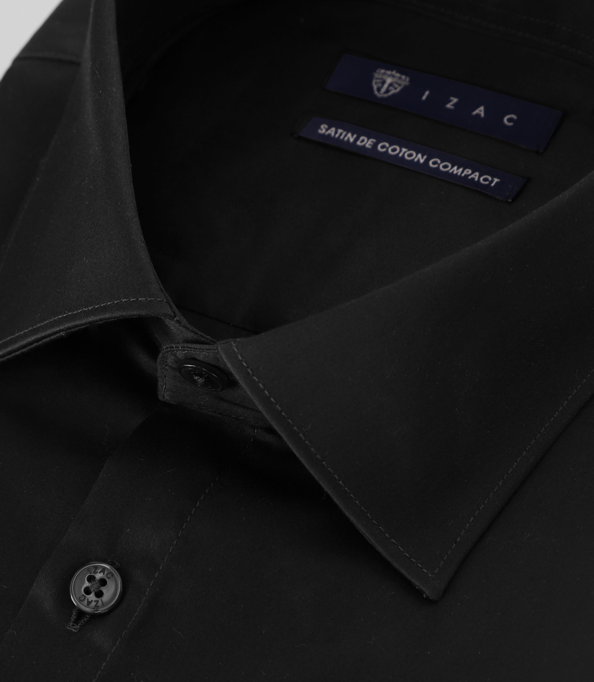 Chemise slim en satin de coton NOIR - IZAC