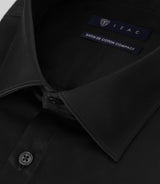 Chemise slim en satin de coton NOIR - IZAC
