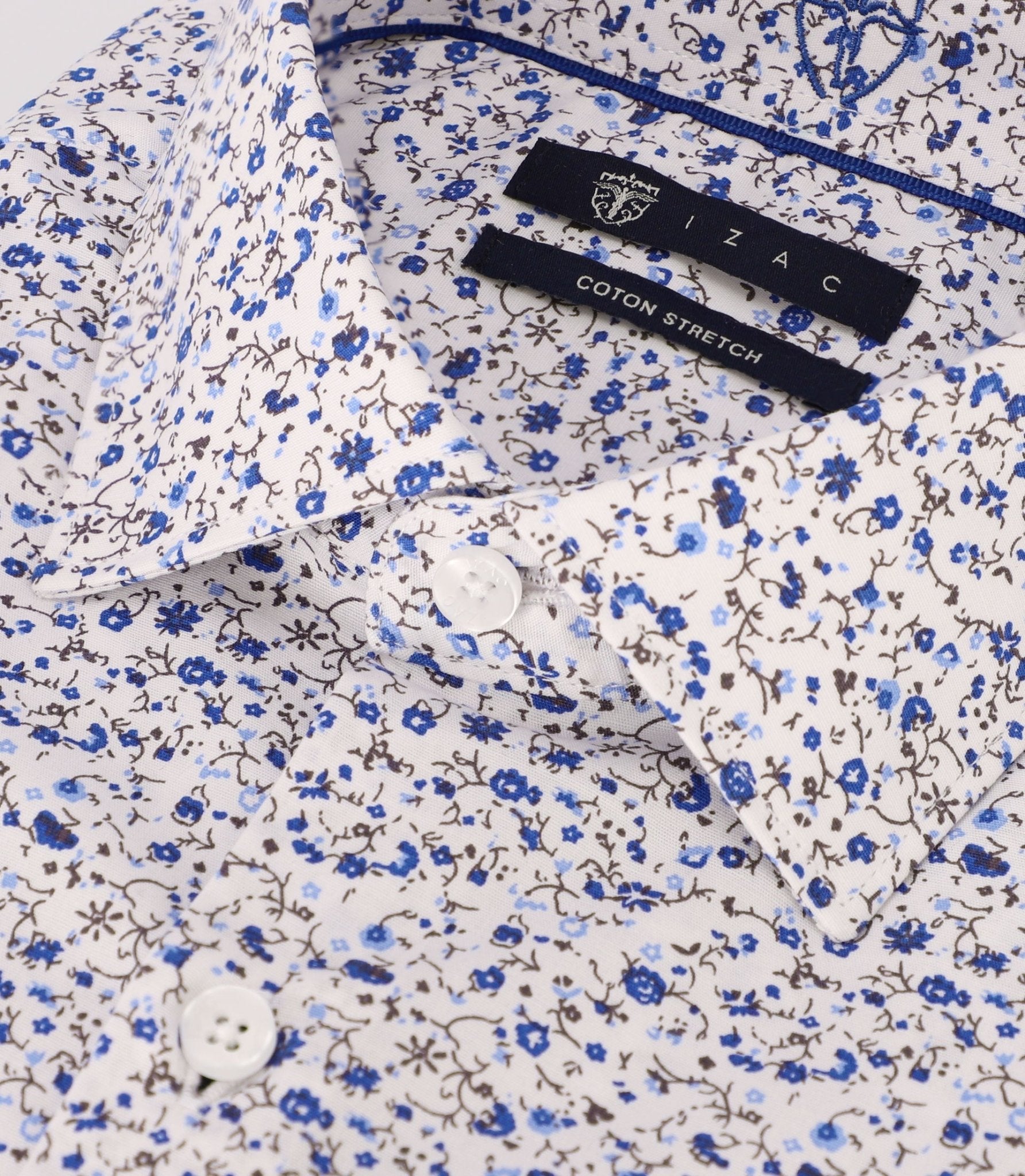 Chemise avec fleurs bleue - IZAC