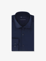 Chemise ville en satin de coton marine - IZAC
