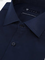 Chemise ville en satin de coton marine - IZAC