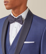 Costume de cérémonie laine bleu col châle "Feri" - IZAC