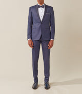Costume cérémonie col châle bleu "Brio" - IZAC