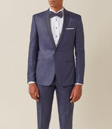 Costume cérémonie col châle bleu "Brio" - IZAC