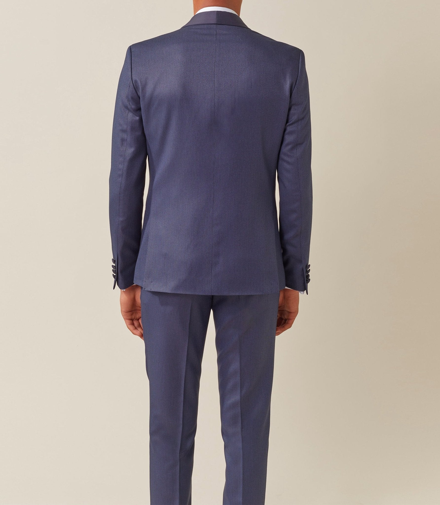 Costume cérémonie col châle bleu "Brio" - IZAC