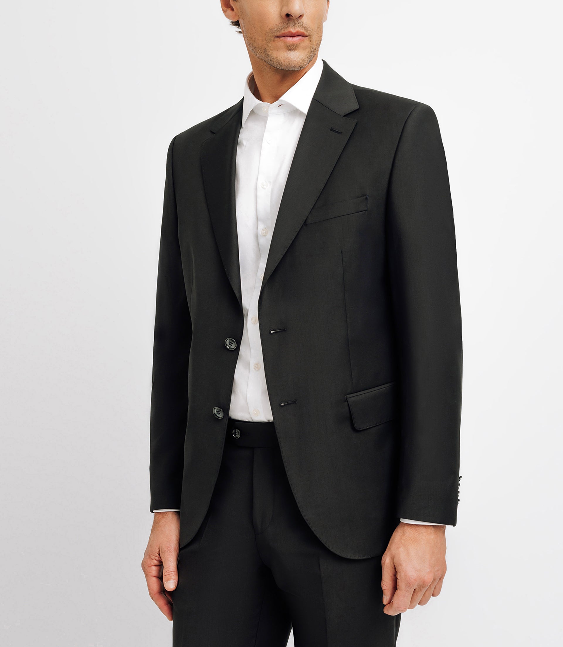 Costume 2 boutons en laine noir - IZAC