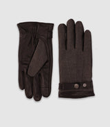 Gants en cuir et tissu anthracite