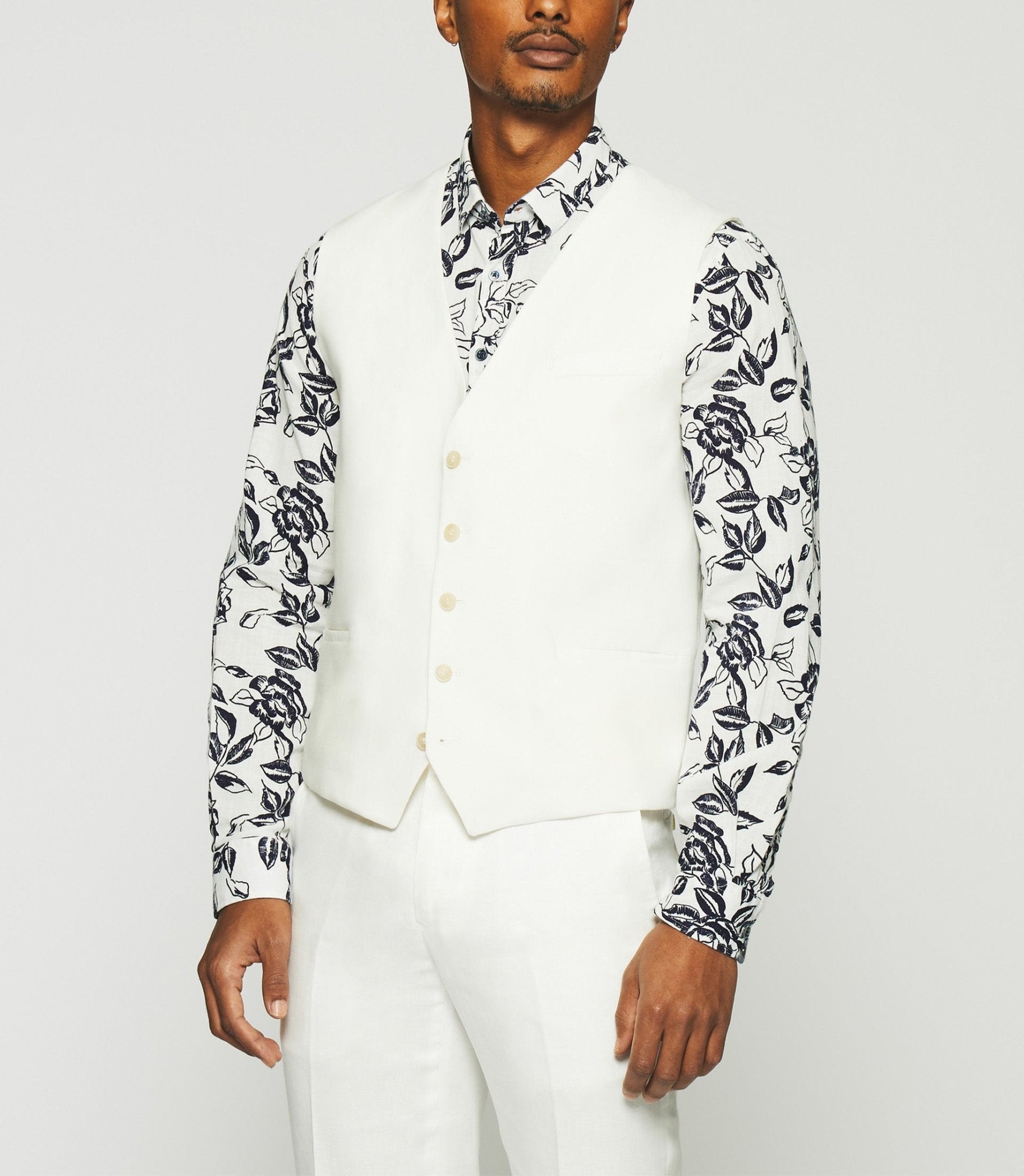 Gilet de costume en lin blanc - IZAC