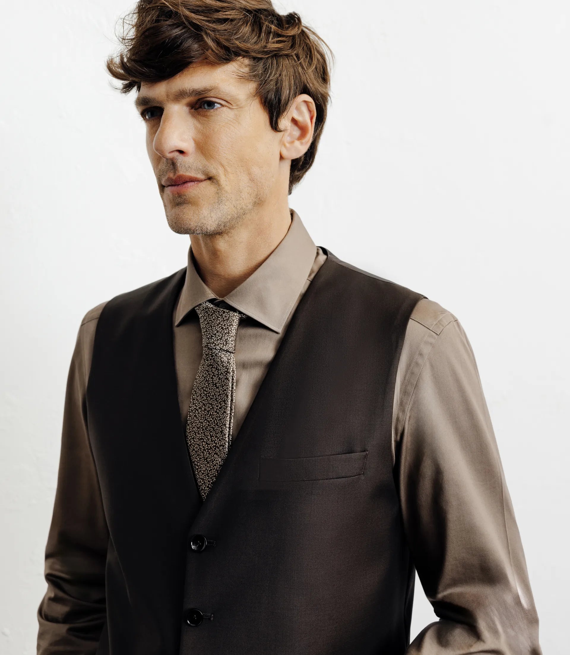 Gilet ville avec laine majoritaire marron - IZAC