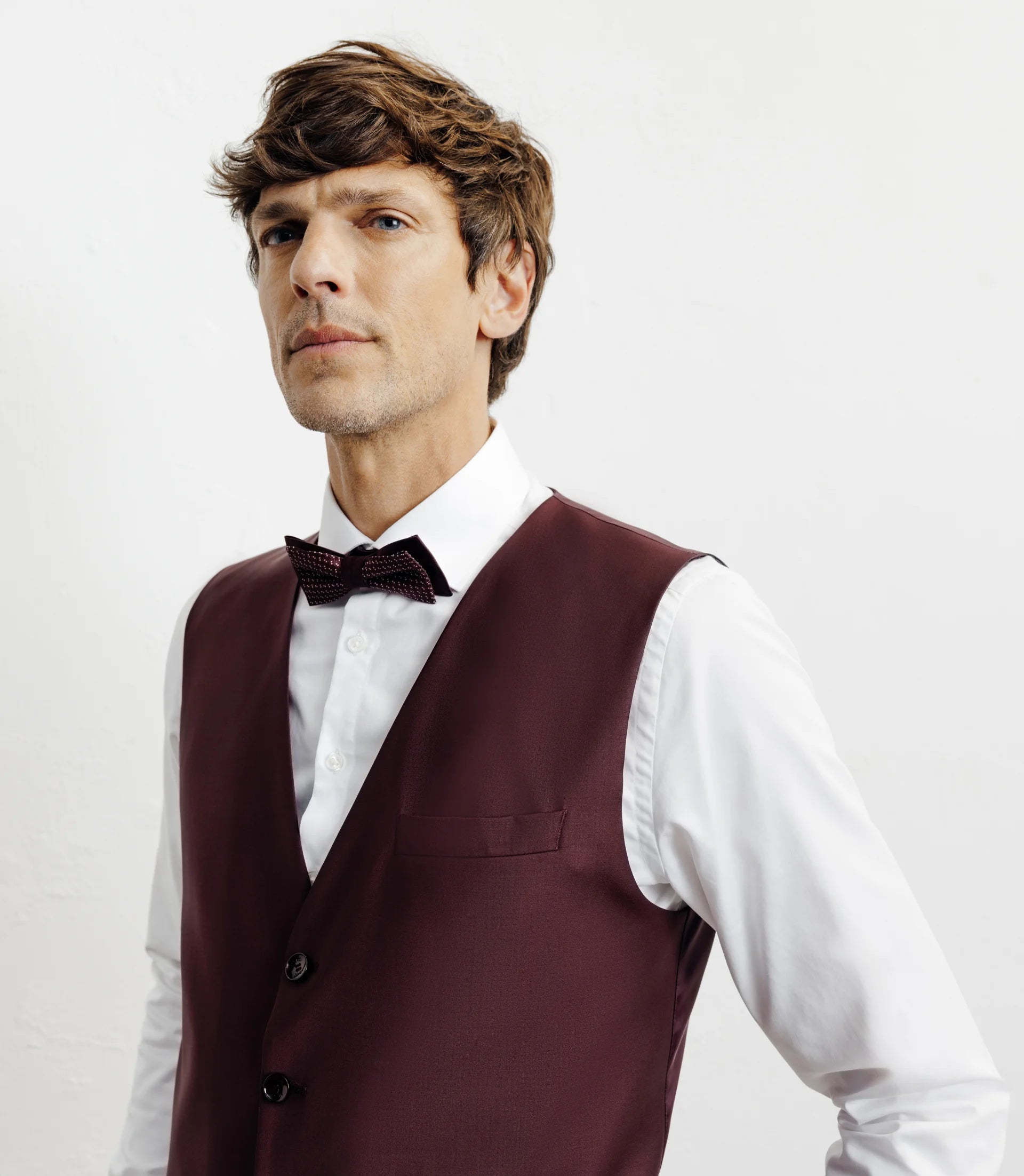 Gilet ville avec laine majoritaire prune - IZAC