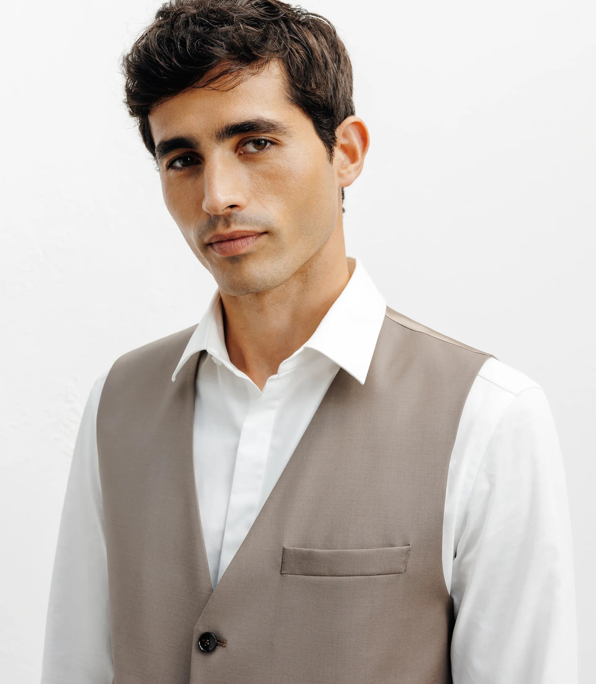 Gilet ville avec laine majoritaire taupe - IZAC