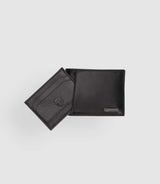 Portefeuille en cuir lisse noir - IZAC