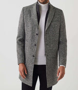 Manteau ville tweed noir "Neige" - IZAC