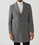 Manteau ville tweed noir "Neige" - IZAC