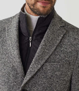 Manteau ville tweed noir "Neige" - IZAC