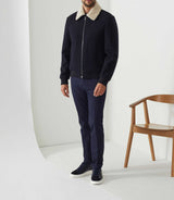 Manteau court en laine marine "Nelson" - IZAC