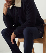 Manteau court en laine marine "Nelson" - IZAC